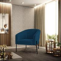 Cadeira Sala De Jantar Pé De Ferro Preto Stella Bouclê D03 - D\'rossi Cor Azul - 6