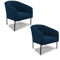 Cadeira Sala De Jantar Pé De Ferro Preto Kit 2 Stella Bouclê D03 - D\'rossi Cor Azul - 1