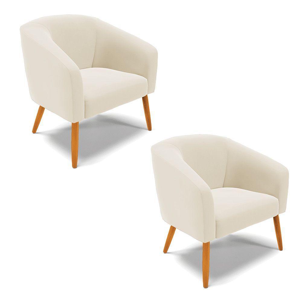 Cadeira Sala De Jantar Pé Palito Castanho Kit 2 Stella Veludo D03 - D\'rossi Cor Bege - 1