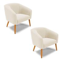 Cadeira Sala De Jantar Pé Palito Castanho Kit 2 Stella Veludo D03 - D\'rossi Cor Bege - 1