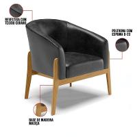 Cadeira Sala De Jantar Base De Madeira Kit 2 Stella Sintético Pu D03 - D'rossi Cor Preto - 6