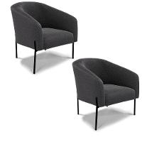 Cadeira Sala De Jantar Pé De Ferro Preto Kit 2 Stella Bouclê D03 - D\'rossi Cor Grafite - 1