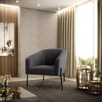 Cadeira Sala De Jantar Pé De Ferro Preto Kit 2 Stella Bouclê D03 - D\'rossi Cor Grafite