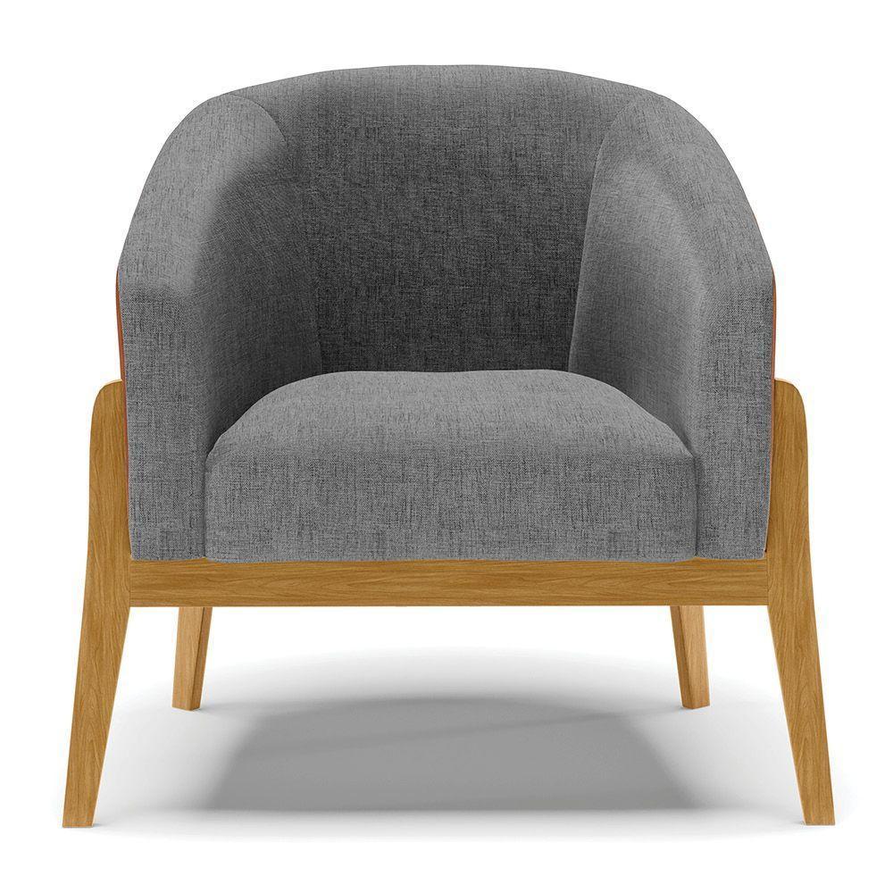 Cadeira Sala De Jantar Base De Madeira Kit 2 Stella Noz/linho D03 - D'rossi Cor Grafite - 4