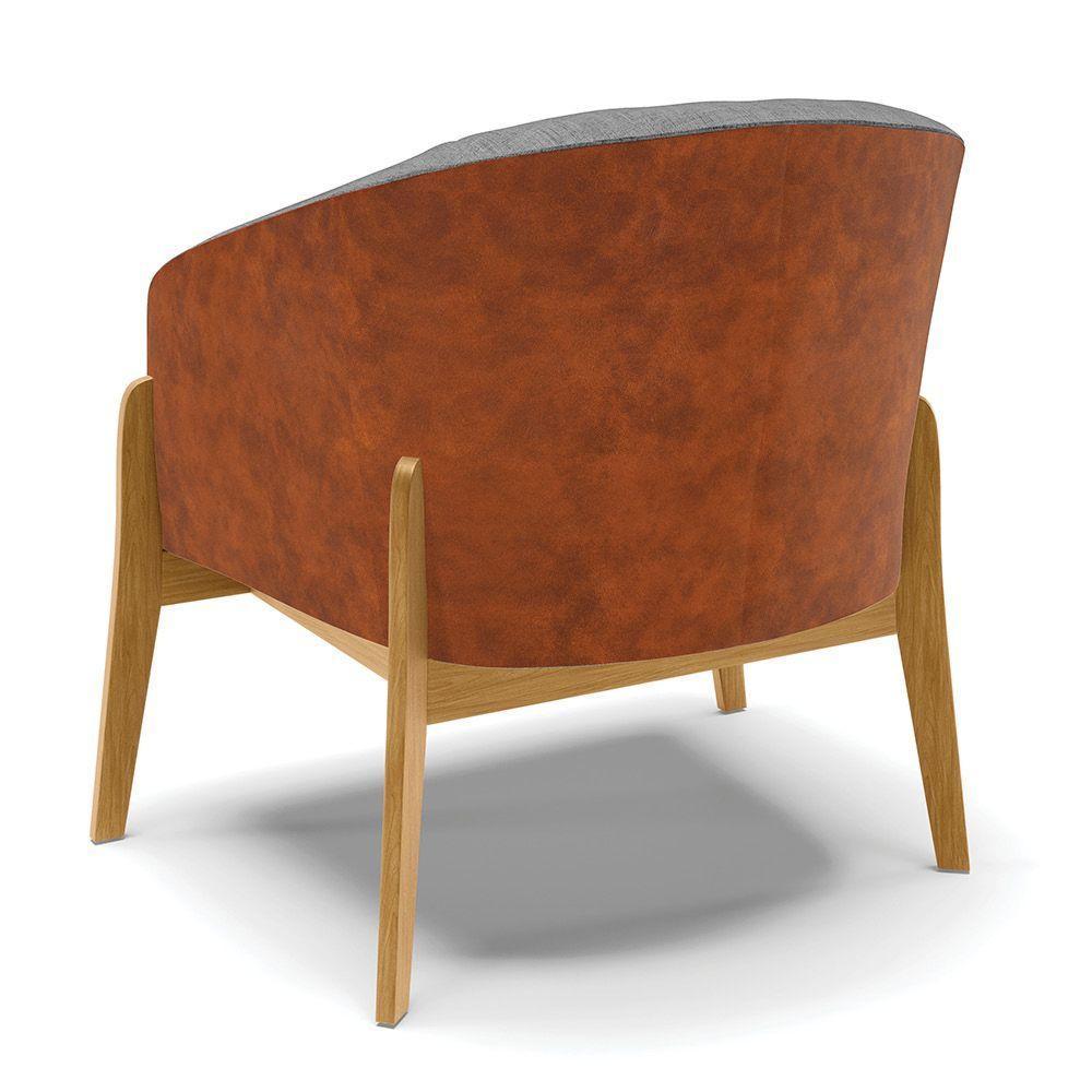 Cadeira Sala De Jantar Base De Madeira Kit 2 Stella Noz/linho D03 - D'rossi Cor Grafite - 5