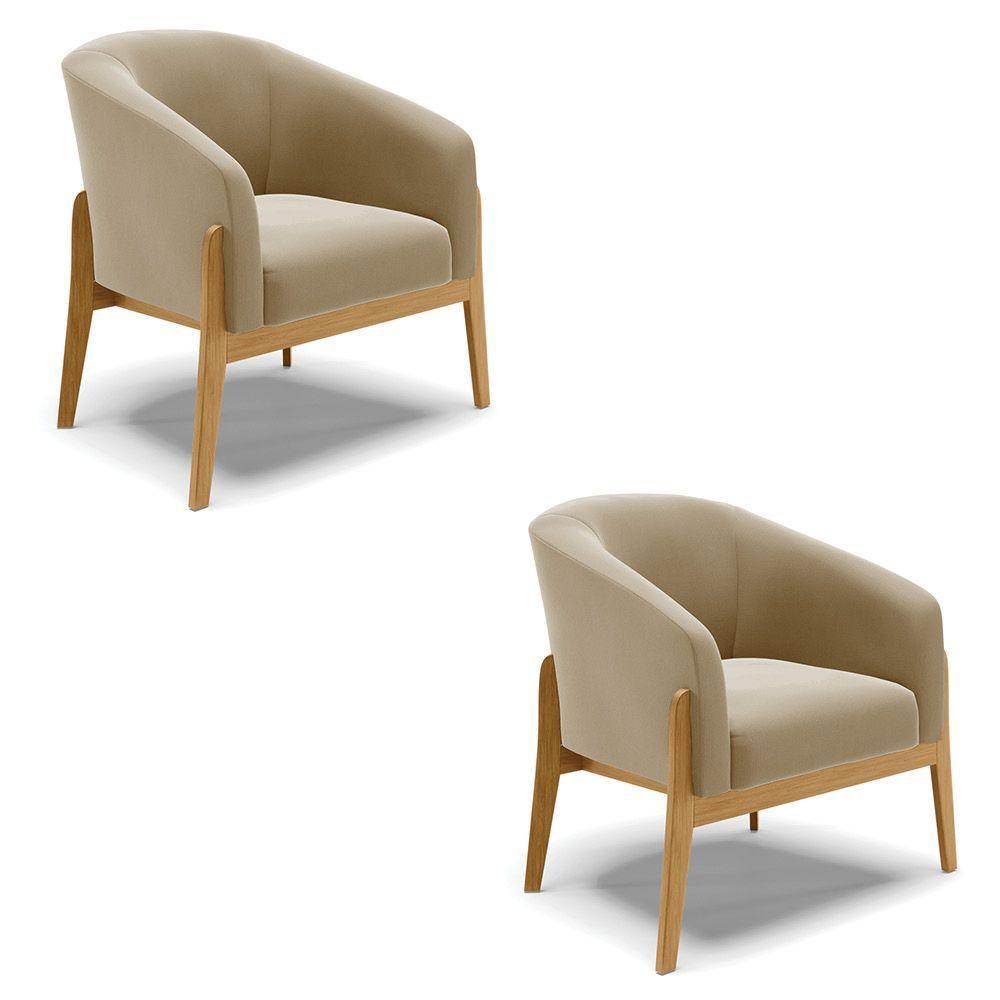 Cadeira Sala De Jantar Base De Madeira Kit 2 Stella Suede D03 - D'rossi Cor Marrom Rato - 1