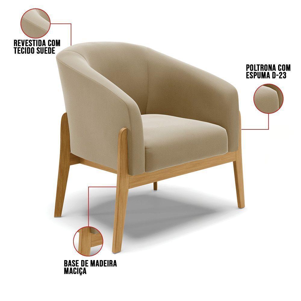 Cadeira Sala De Jantar Base De Madeira Kit 2 Stella Suede D03 - D'rossi Cor Marrom Rato - 6