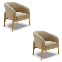 Cadeira Sala De Jantar Base De Madeira Kit 2 Stella Suede D03 - D'rossi Cor Marrom Rato - 1