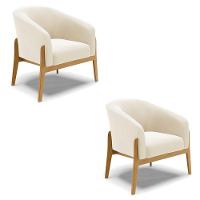 Cadeira Sala De Jantar Base De Madeira Kit 2 Stella Veludo D03 - D'rossi Cor Bege - 1