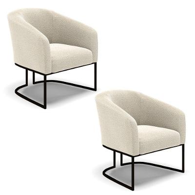 Cadeira Sala De Jantar Industrial Preto Kit 2 Stella Bouclê D03 - D\'rossi Cor Bege
