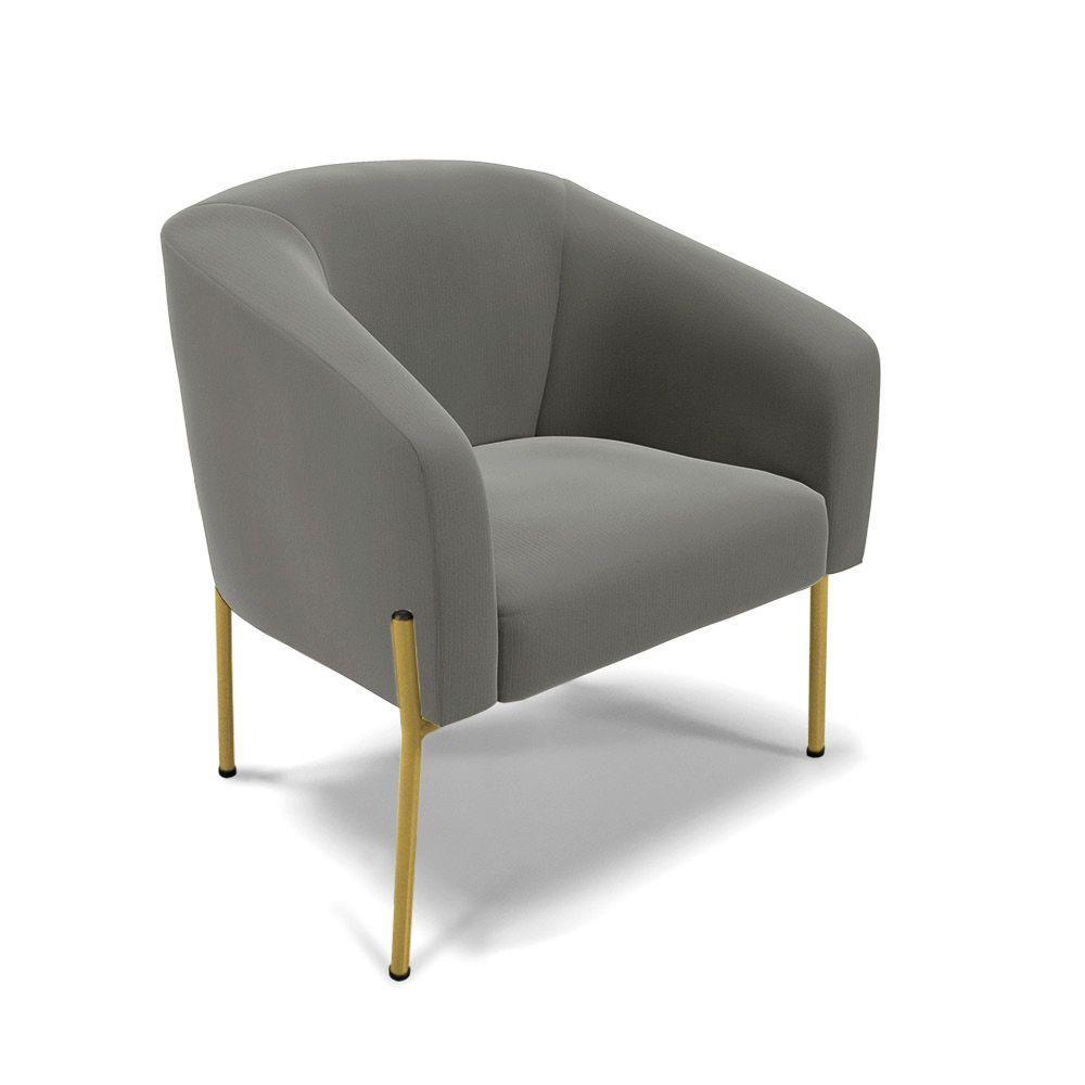 Cadeira Sala De Jantar Pé De Ferro Dourado Kit 2 Stella Suede D03 - D\'rossi Cor Grafite - 4