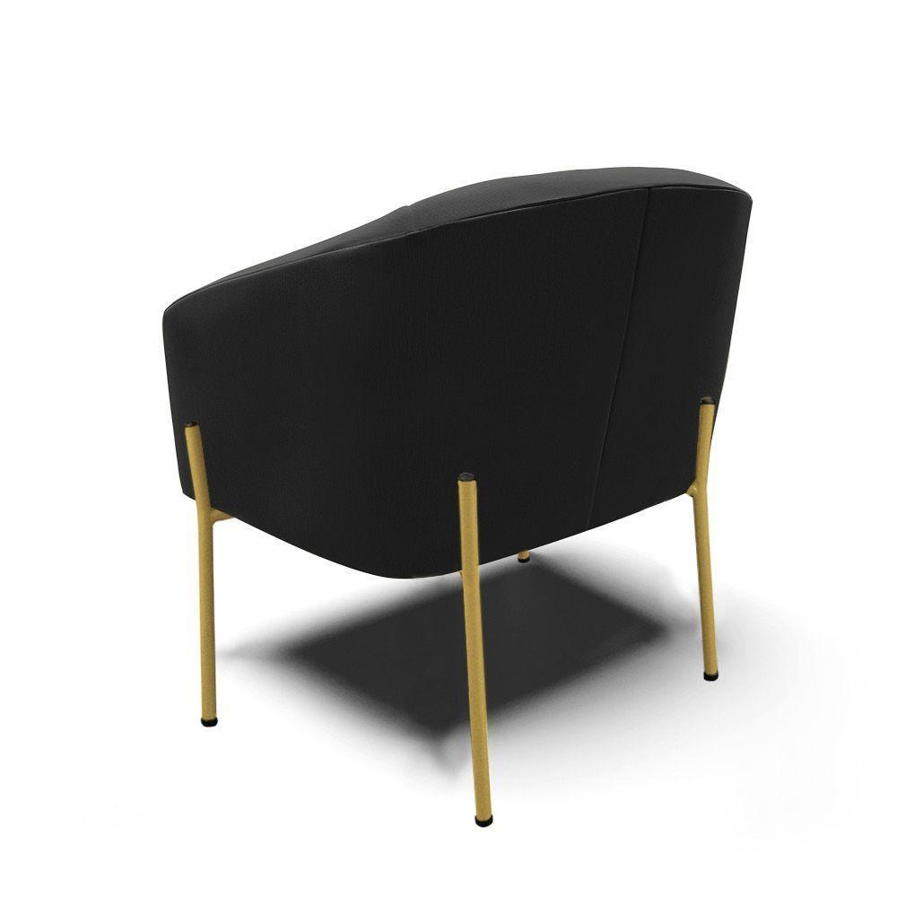 Cadeira Sala De Jantar Pé De Ferro Dourado Kit 2 Stella Suede D03 - D\'rossi Cor Preto - 3