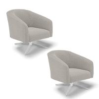 Cadeira Sala De Jantar Giratória Cromada Kit 2 Stella Bouclê D03 - D\'rossi Cor Cinza - 1