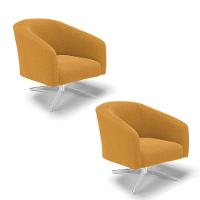 Cadeira Sala De Jantar Giratória Cromada Kit 2 Stella Bouclê D03 - D\'rossi Cor Mostarda - 1