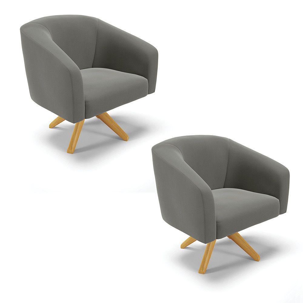 Cadeira Sala De Jantar Giratória Ma30 Kit 2 Stella Suede D03 - D\'rossi Cor Grafite - 1