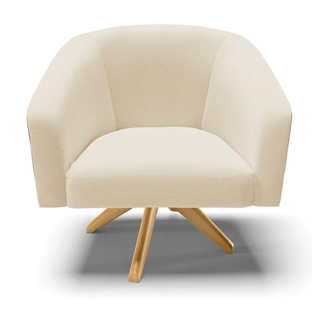 Cadeira Sala De Jantar Giratória Ma30 Kit 2 Stella Noz/linho D03 - D\'rossi Cor Bege - 5