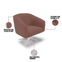 Cadeira Sala De Jantar Giratória Base Cromada Stella Veludo D03 - D\'rossi Cor Rose - 5