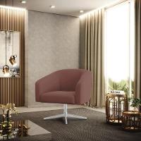 Cadeira Sala De Jantar Giratória Base Cromada Stella Veludo D03 - D\'rossi Cor Rose - 6