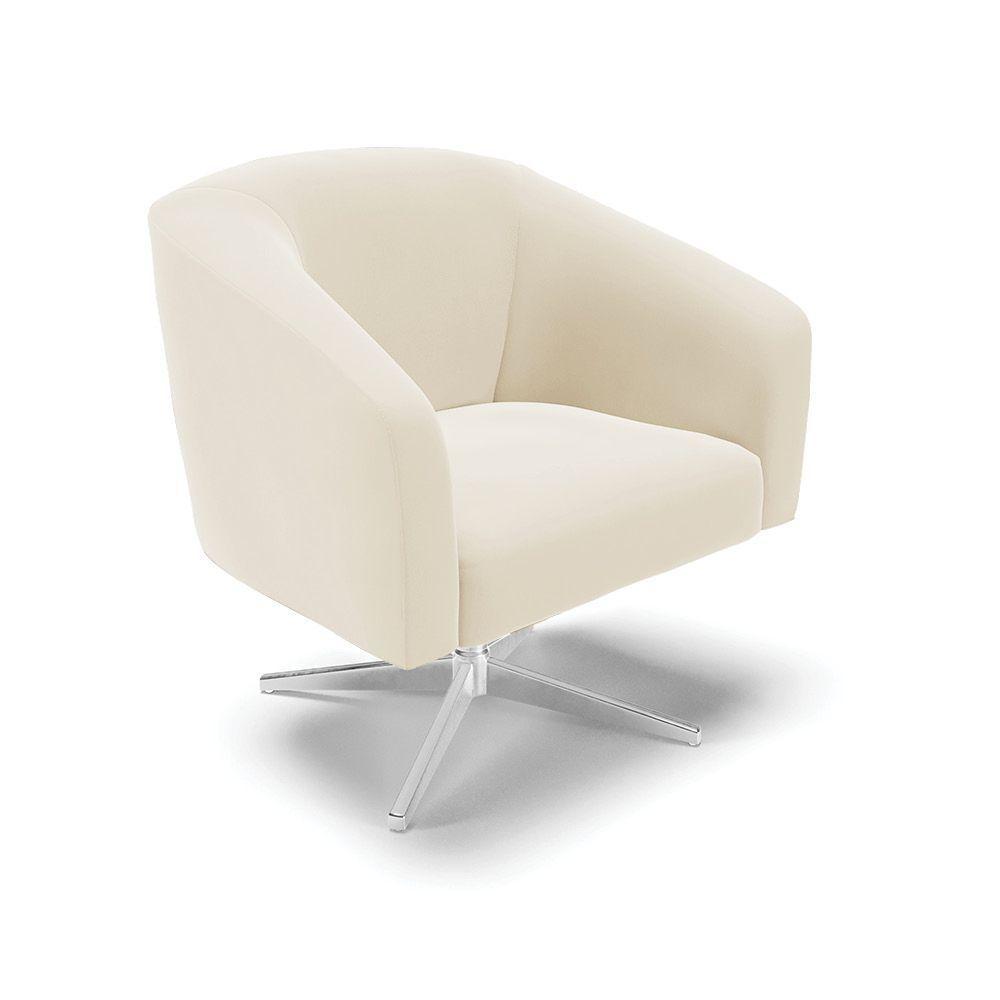 Cadeira Sala De Jantar Giratória Base Cromada Stella Veludo D03 - D\'rossi Cor Bege - 1