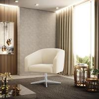 Cadeira Sala De Jantar Giratória Base Cromada Stella Veludo D03 - D\'rossi Cor Bege - 7