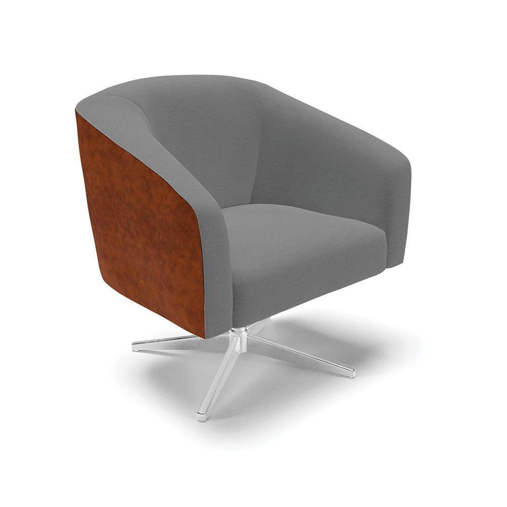 Cadeira Sala De Jantar Giratória Base Cromada Stella Noz/linho D03 - D\'rossi Cor Grafite - 1