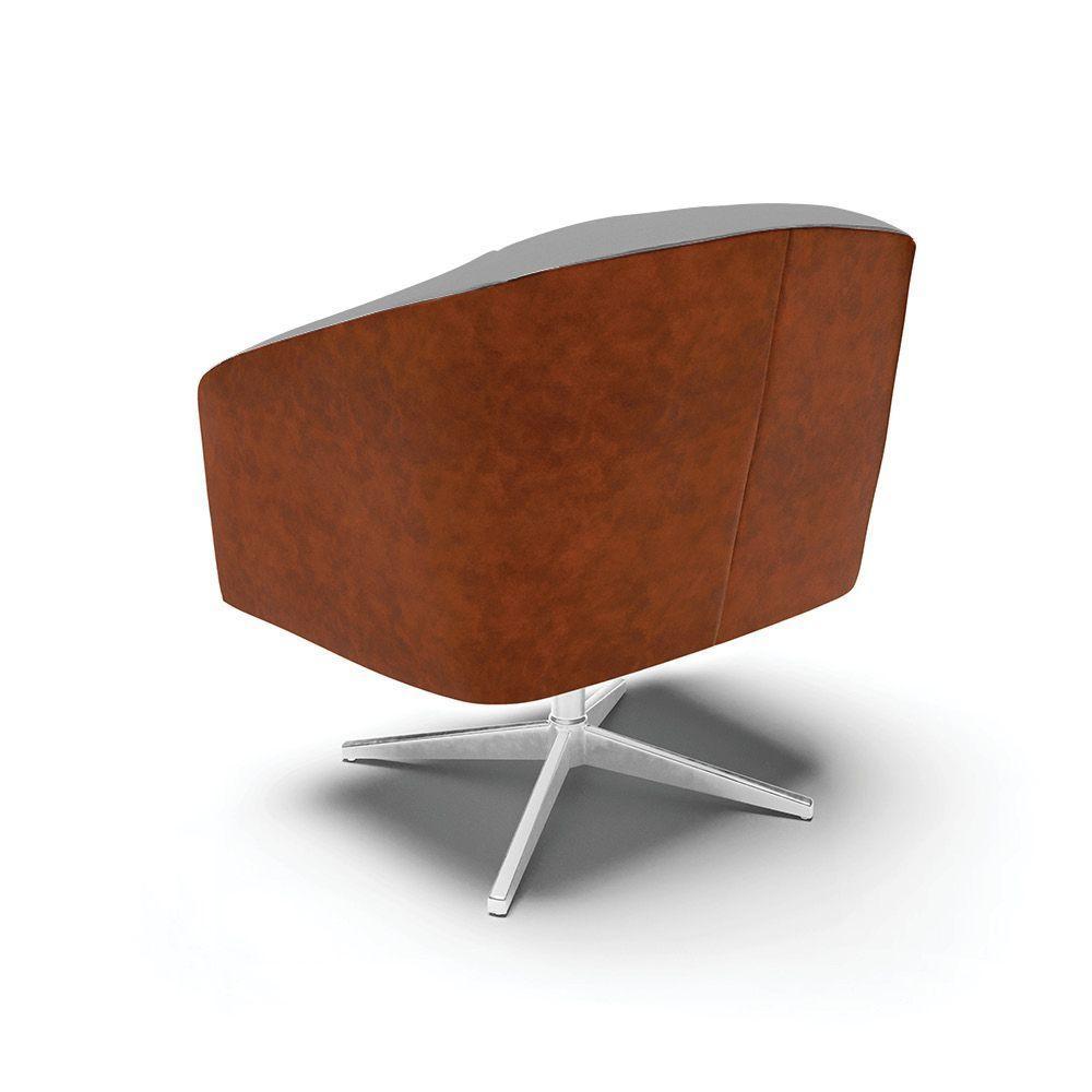 Cadeira Sala De Jantar Giratória Base Cromada Stella Noz/linho D03 - D\'rossi Cor Grafite - 2