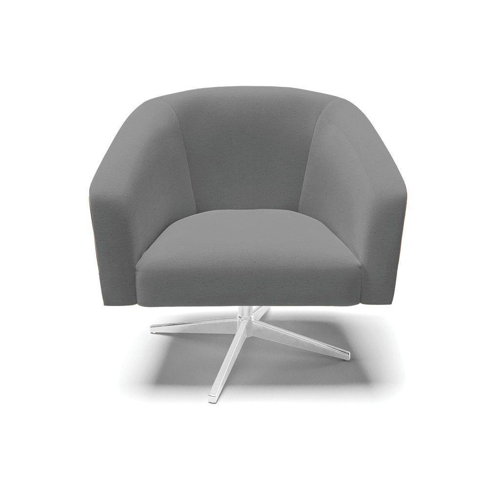 Cadeira Sala De Jantar Giratória Base Cromada Stella Noz/linho D03 - D\'rossi Cor Grafite - 4