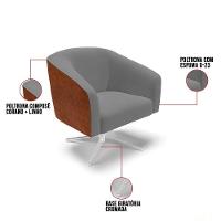 Cadeira Sala De Jantar Giratória Base Cromada Stella Noz/linho D03 - D\'rossi Cor Grafite - 6