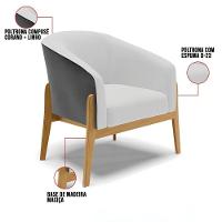 Cadeira Sala De Jantar Base De Madeira Stella Pto/linho D03 - D'rossi Cor Cinza - 5