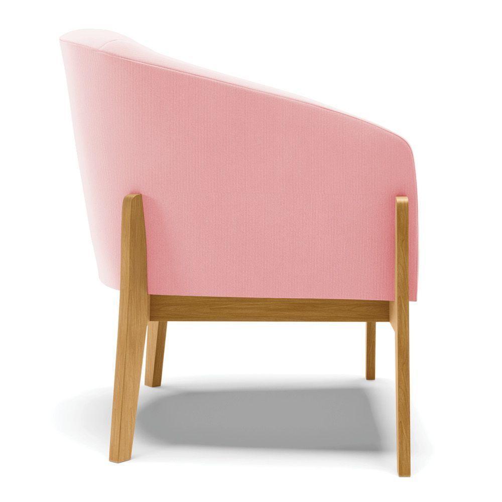 Cadeira Sala De Jantar Base De Madeira Stella Suede D03 - D'rossi Cor Rosa Bebê - 2