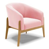 Cadeira Sala De Jantar Base De Madeira Stella Suede D03 - D'rossi Cor Rosa Bebê - 1