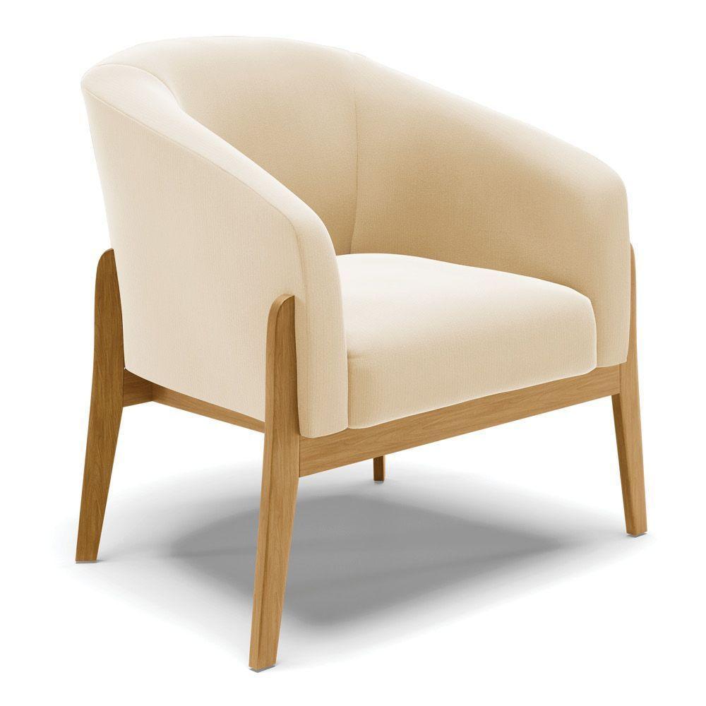 Cadeira Sala De Jantar Base De Madeira Stella Suede D03 - D'rossi Cor Bege - 1