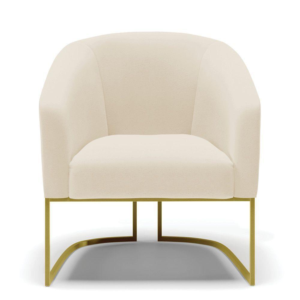 Cadeira Sala De Jantar Base Industrial Dourado Stella Linho D03 - D'rossi Cor Bege - 3