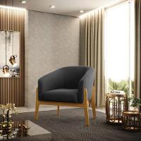 Cadeira Sala De Jantar Base De Madeira Stella Suede D03 - D'rossi Cor Preto - 6