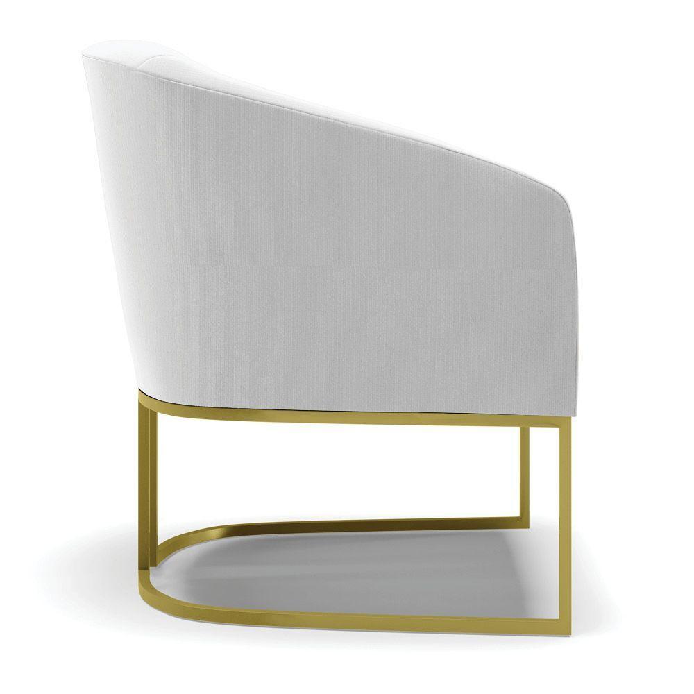 Cadeira Sala De Jantar Base Industrial Dourado Kit 2 Stella Suede D03 - D'rossi Cor Cinza - 2