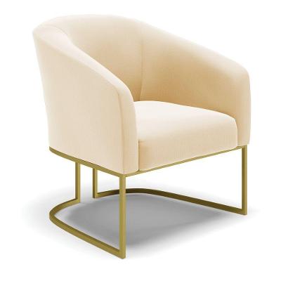 Cadeira Sala De Jantar Base Industrial Dourado Stella Suede D03 - D'rossi Cor Bege