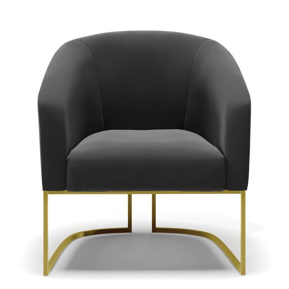 Cadeira Sala De Jantar Base Industrial Dourado Kit 2 Stella Suede D03 - D'rossi Cor Preto - 3