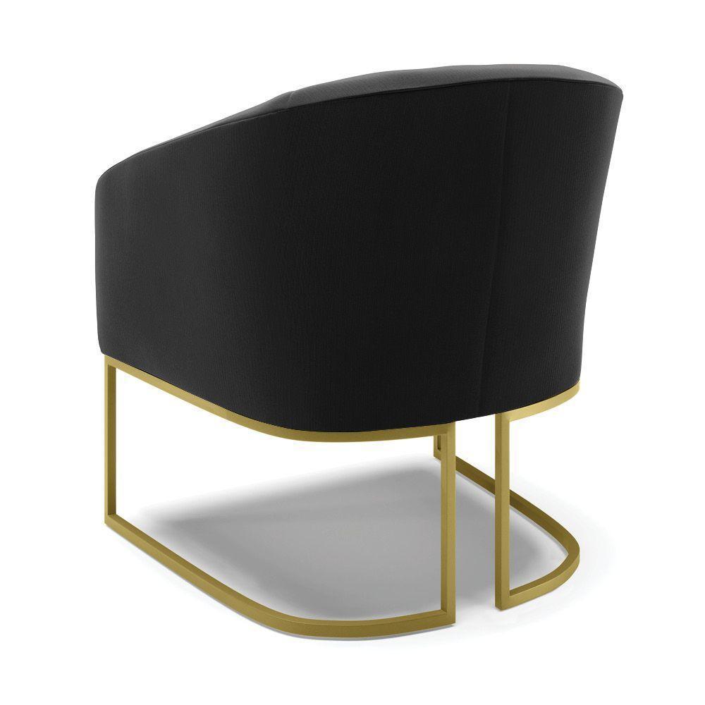 Cadeira Sala De Jantar Base Industrial Dourado Kit 2 Stella Suede D03 - D'rossi Cor Preto - 5