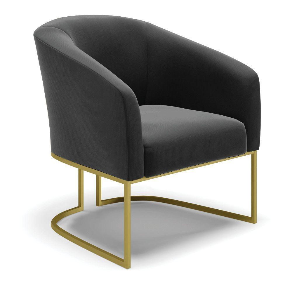 Cadeira Sala De Jantar Base Industrial Dourado Kit 2 Stella Suede D03 - D'rossi Cor Preto - 7