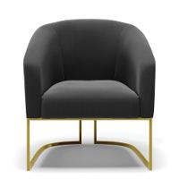 Cadeira Sala De Jantar Base Industrial Dourado Kit 2 Stella Suede D03 - D'rossi Cor Preto - 3