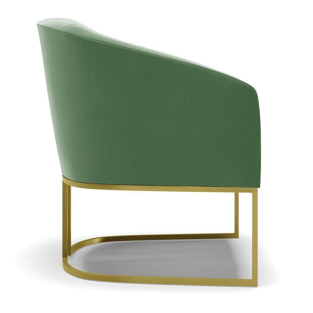 Cadeira Sala De Jantar Base Industrial Dourado Kit 2 Stella Suede D03 - D'rossi Cor Verde - 2