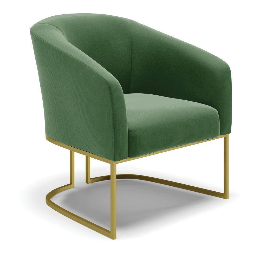 Cadeira Sala De Jantar Base Industrial Dourado Kit 2 Stella Suede D03 - D'rossi Cor Verde - 3