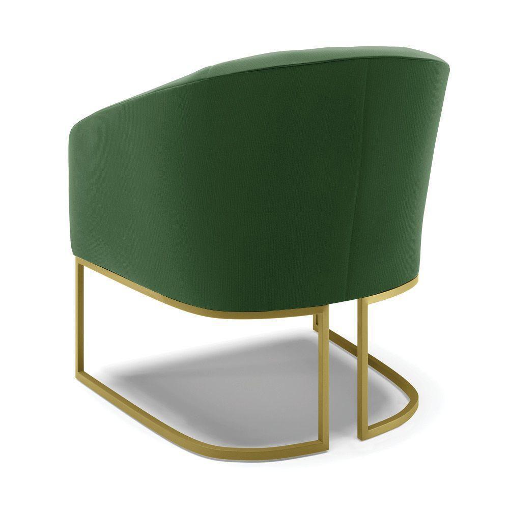 Cadeira Sala De Jantar Base Industrial Dourado Kit 2 Stella Suede D03 - D'rossi Cor Verde - 5
