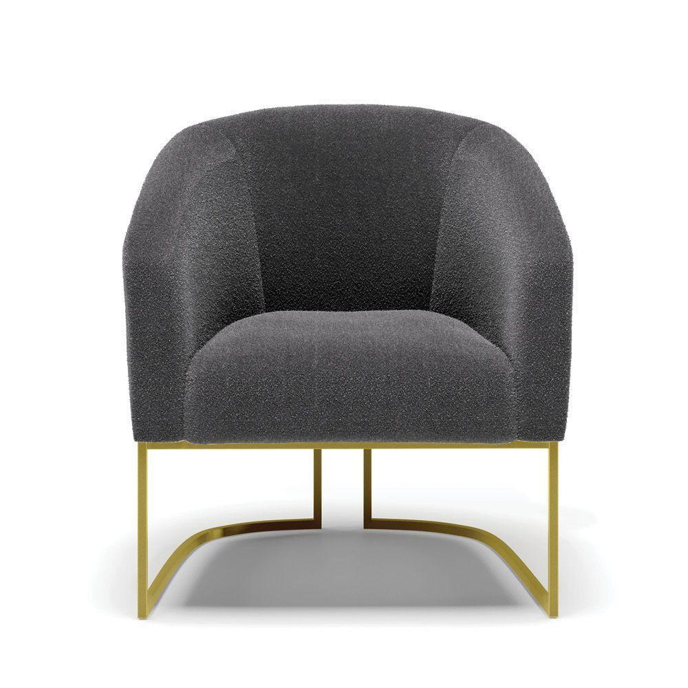 Cadeira Sala De Jantar Base Industrial Dourada Kit 2 Stella Bouclê D03 - D'rossi Cor Grafite - 4