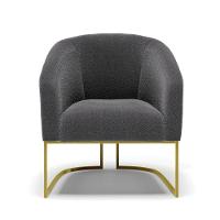 Cadeira Sala De Jantar Base Industrial Dourada Kit 2 Stella Bouclê D03 - D'rossi Cor Grafite