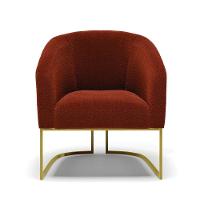 Cadeira Sala De Jantar Base Industrial Dourada Kit 2 Stella Bouclê D03 - D'rossi Cor Terra