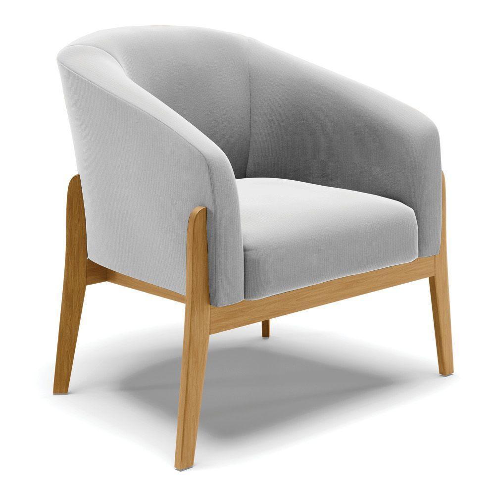 Cadeira Sala De Jantar Base De Madeira Stella Suede D03 - D'rossi Cor Cinza - 1