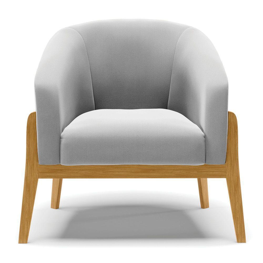 Cadeira Sala De Jantar Base De Madeira Stella Suede D03 - D'rossi Cor Cinza - 3