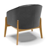 Cadeira Sala De Jantar Base De Madeira Stella Sintético Pu D03 - D'rossi Cor Preto