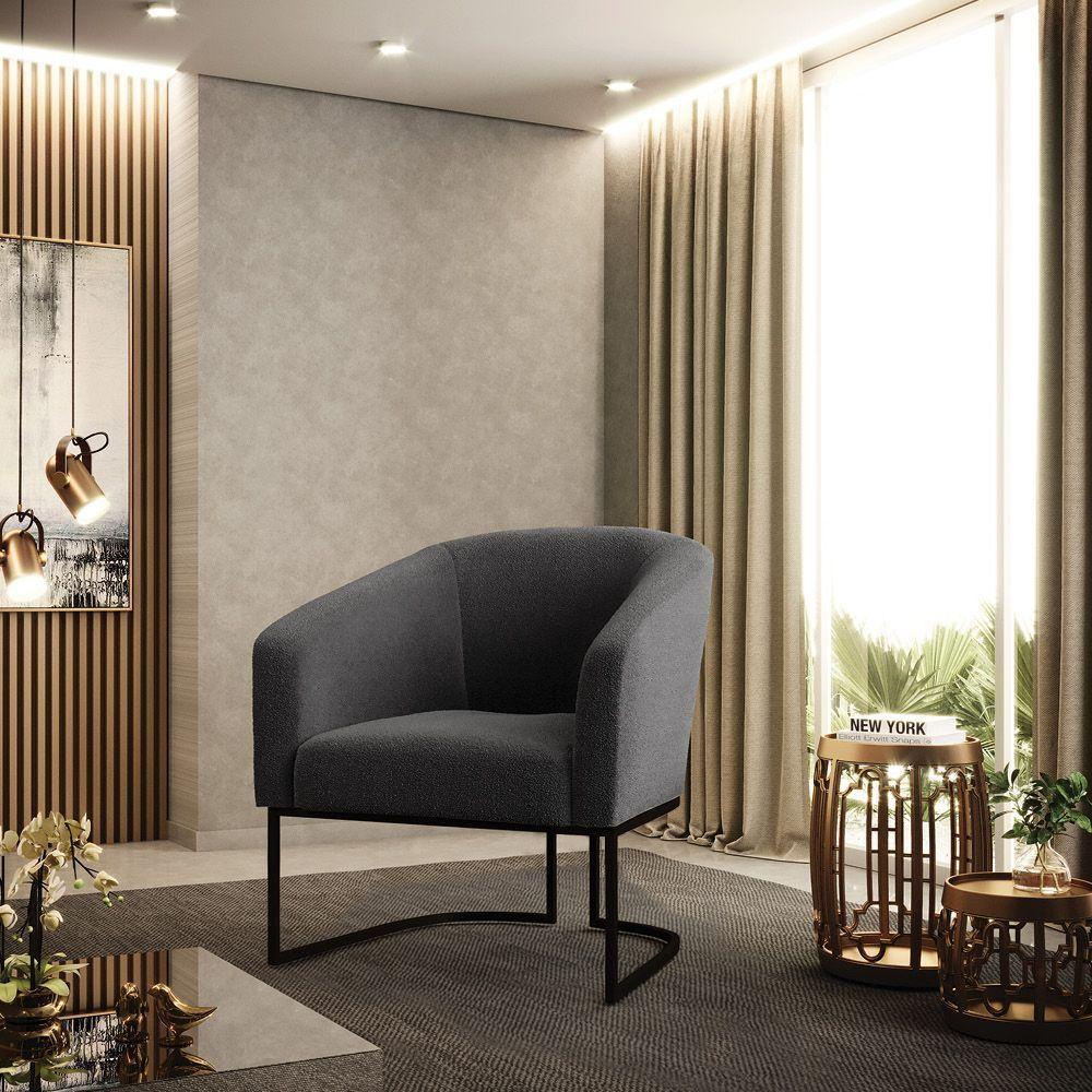 Cadeira Sala De Jantar Base Industrial Preto Stella Bouclê D03 - D\'rossi Cor Grafite - 7